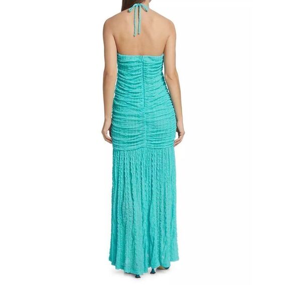 Ganni Ruched Stretch Lace Halter Maxi Dress - Picture 4 of 15